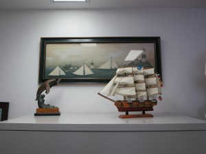 Ship sculpture and painting